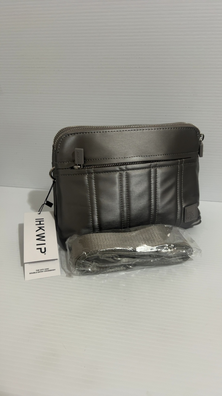 HKWIP Grey The City Gang Double Entry Crossbody Bag